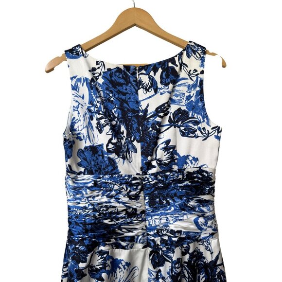 Kay Unger New York Silk Floral Sheath Dress 8 Ruched Empire Waist Wedding Guest - Picture 6 of 11